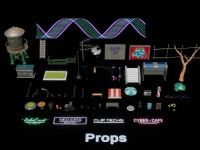 Stylized Sci-Fi Modern City Low-poly 3D model