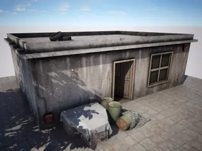 Old Building game ready  Low-poly 3D model