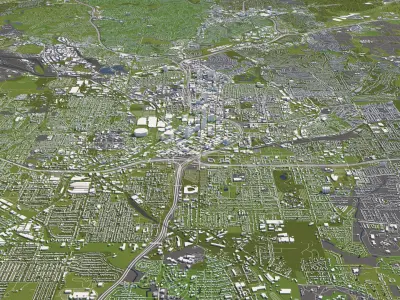 Atlanta 50x50km City Map Model 3D model