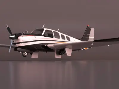  Beechcraft Bonanza Plane Rigged for Cinema 4D 