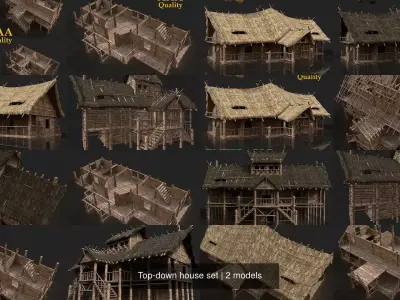 Next Gen AAA Top-down house set 3D Model Pack