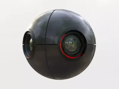 Futuristic Surveillance Drone - Spherical Sci-Fi Bot Low-poly 3D model