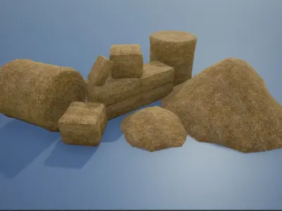 Lowpoly Hay Stacks Low-poly 3D model