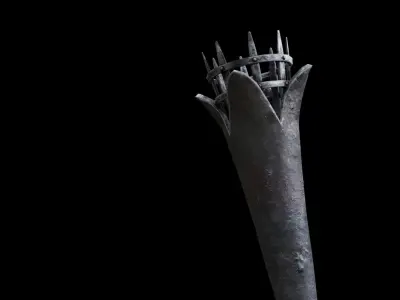 Torch medieval Prop PBR Free low-poly 3D model