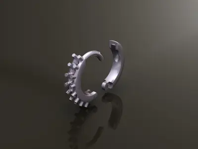 Earring One Sided Diamond Hoop Small Size 7mm Inside Diameter 3D print model