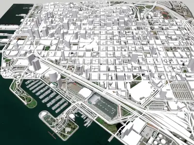 Cityscape San Diego California USA 3D model