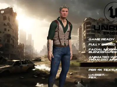 Zombie Hunter  full rigged - game ready - animated Low-poly 3D model