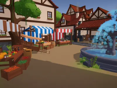 Low Poly Fantasy Medieval Bundle Low-poly 3D model