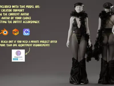 Dark Avant-Garde Ruffled Bodysuit 3D model