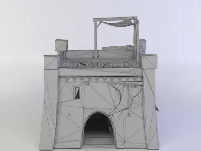 Building toy castle with roof Low-poly 3D model