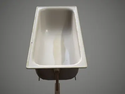 Bath Old Retro Low-poly 3D model