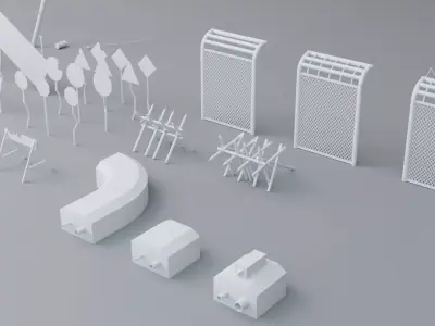 Apocalypse Street Set - Post Apocalyptic 3D Models Low-poly 3D model