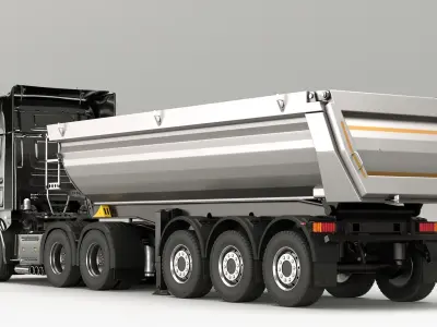 Truck rig with dump semi-trailer for Cinema 4D 3D model