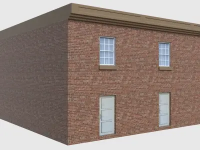 Apartment - Game Ready brick building with roof Low-poly 3D model