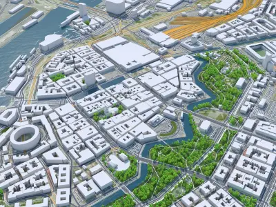 Gothenburg Downtown Sweden Low-poly 3D model