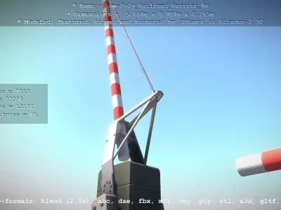 Low-Poly Railroad Barrier 4m Low-poly 3D model