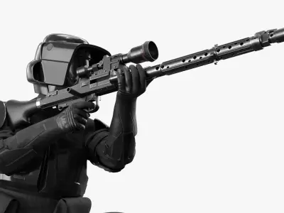  Star Wars Black Scout Trooper Kneeling Aim 
