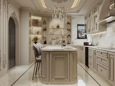 Luxury Classic Kitchen Interior 3ds Max Corona Render Ready 3D model