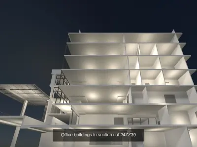 Office buildings in section cut set 01 3D Model Pack