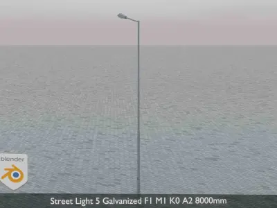 Street Light 5 Galvanized F1 M1 K0 A2 8000mm Low-poly 3D model