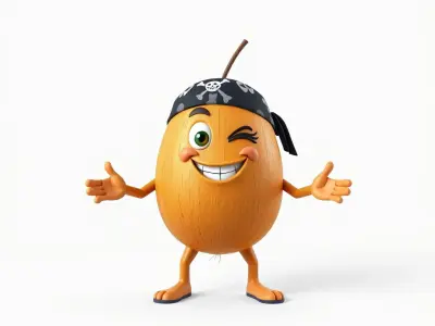 Pirate Kiwi Character  Rigged and Animated D Model Low-poly 3D model