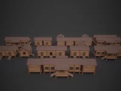 Village Modular Wood House 3D model