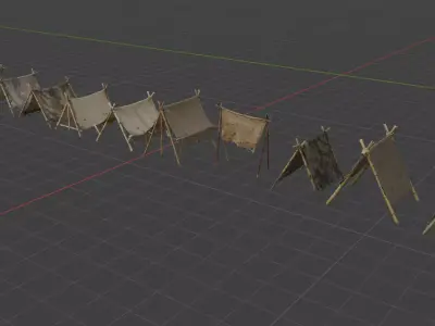 Medieval Houses and Tents Pack - Low Poly 3D Models for Games 3D model
