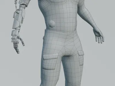 Cyborg character Low-poly 3D model