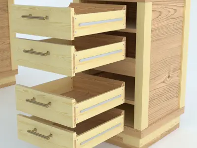 table wooden desk with drawers 3D model