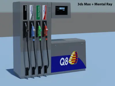 Fuel Dispenser Q8 Brand 3D model