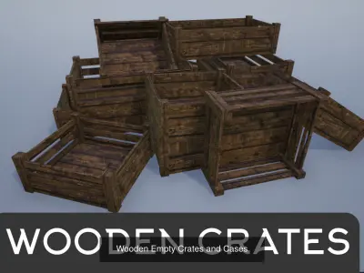 Lowpoly Crate-Barrels-Wicker Basket Collection 3D Model Pack