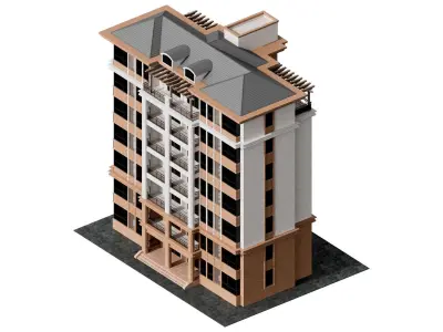 Residential Building 8 Storey Apartment 3D model