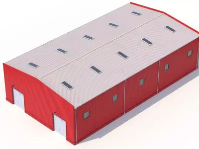 Red Industrial Building 41 PBR Low-poly 3D model