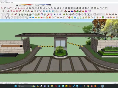 GATE HOUSE WITH BOUNDARY BOX 3D model