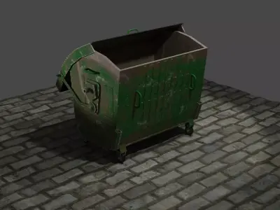 Trash cans and conteiners PBR Low-poly game ready Low-poly 3D model