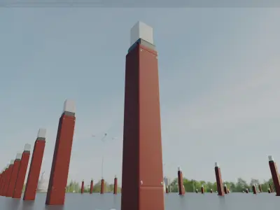 Street Light 8 Bollard 900mm Dark Red Version 6  Low-poly 3D model