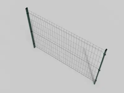 Metal Green Fence lowpoly 3D model  Low-poly 3D model