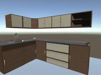 Cabinet Kitchen Low-poly 3D model