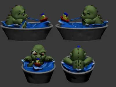 Baby Godzilla bath time 3D model
