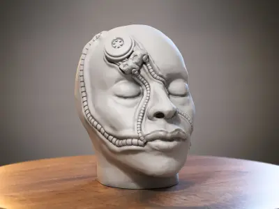 Robot Skull Headphone Stand Cyborg Headset Stand 3D print model