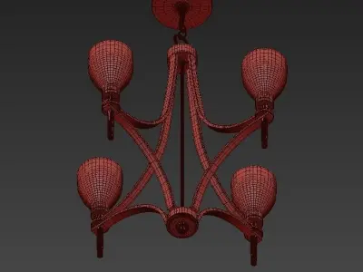 Hex 26 12 Wide Warm Antique Brass 6 Light Chandelier 3D model