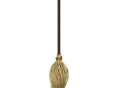Broom with wooden handle 3D model