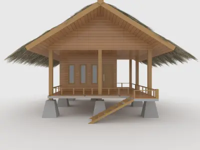 Cabin 1 Thatch Roof Low-poly 3D model