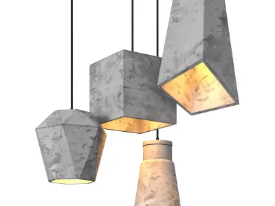 Concrete pendant light 3D model