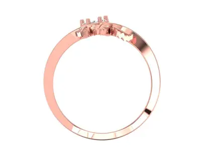 Solitaire Wedding Engagement Women Light Weight Bypass Rings 3D print model 5