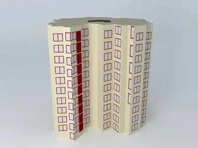 Flat apartment building Free 3D model