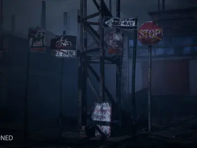 Traffic Sign Abandoned Low-poly 3D model