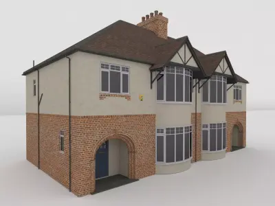 Semi detached UK house low poly Low-poly 3D model