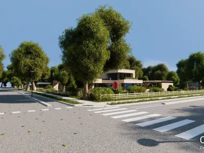 7 Modern house neighborhood with interior For Blender 3D model