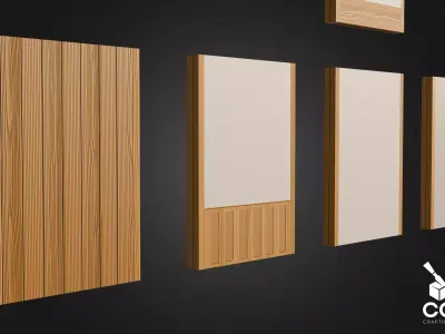 Modular Japanese Wall and Shoji Door Low-poly 3D model